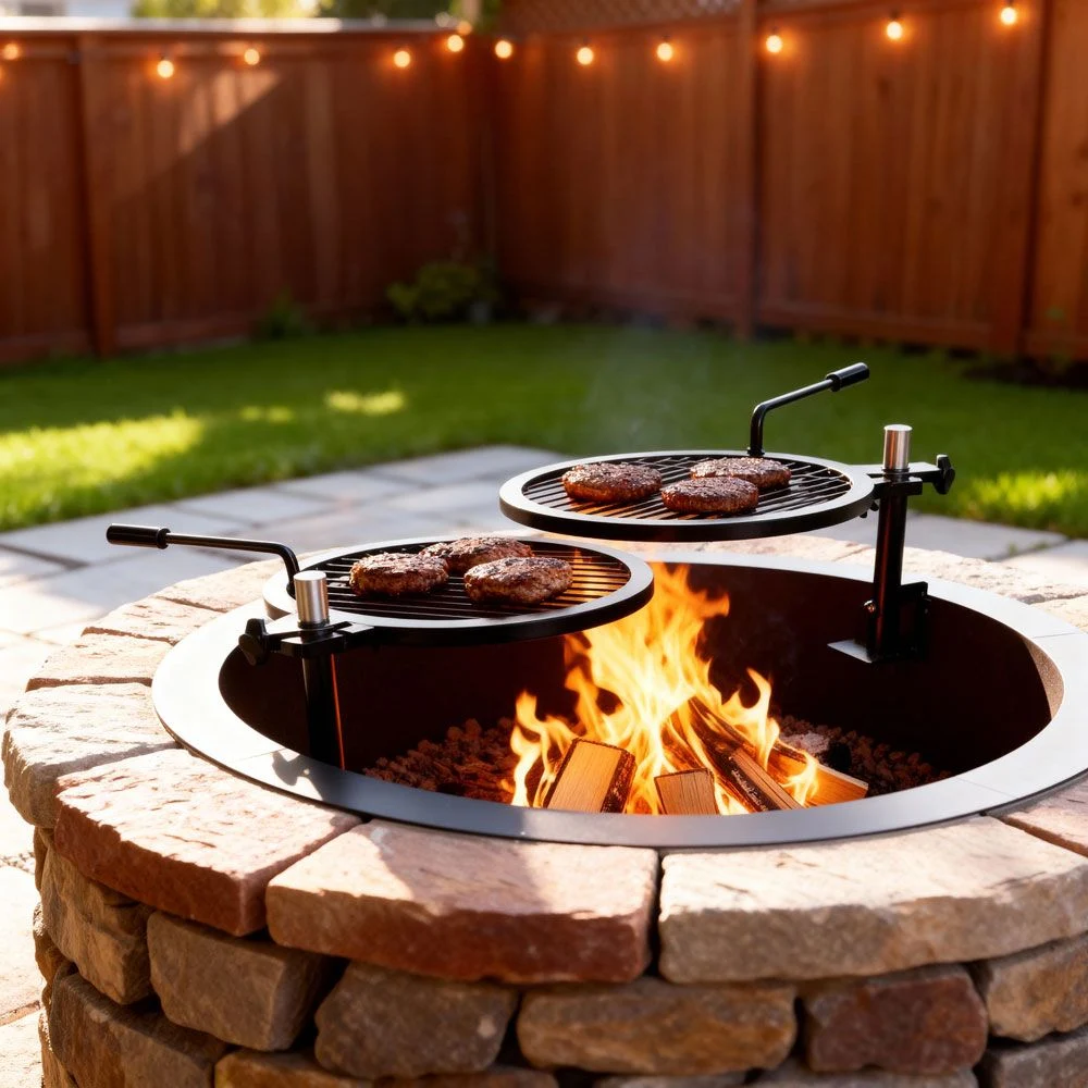 StarBBQ 36" Smokeless Fire Pit Insert Package with Dual Post-Mount Swivel Grills - STARBBQ-36SFPR-PKG