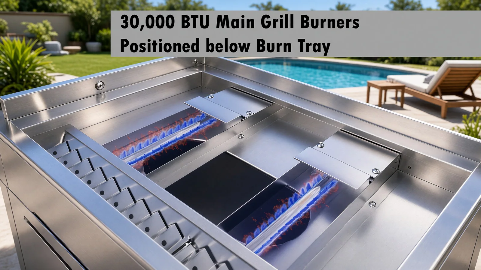 Charcoal fire in an outdoor kitchen