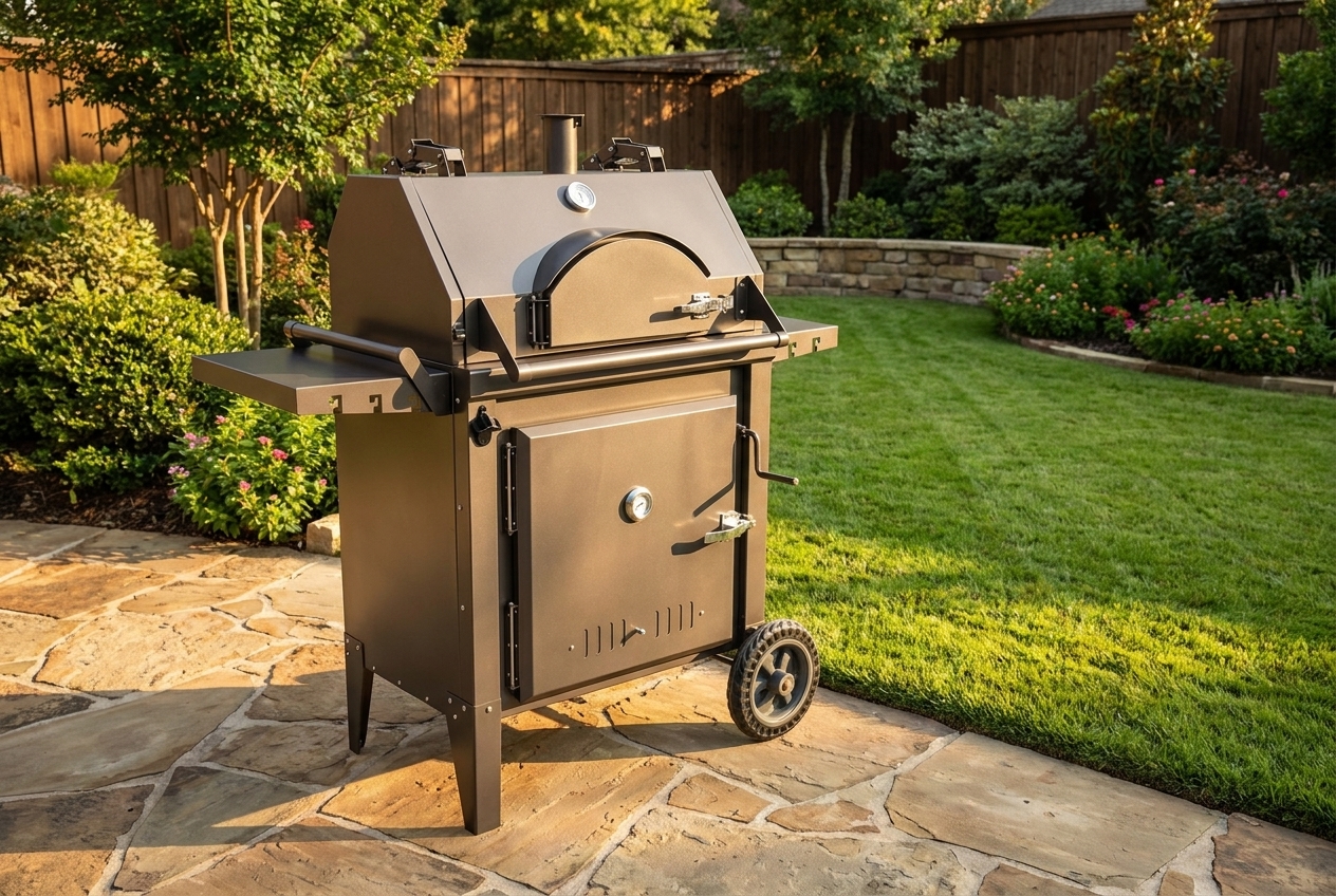 34" charcoal smoker & pizza oven combo