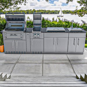 THE ALAMO 10 Foot Outdoor Cabinet Island Package with Hybrid Grill - SCPALAMO10