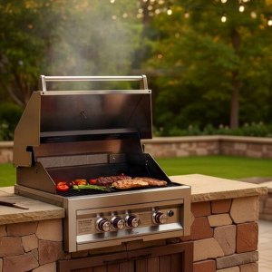 Sunstone® 28-Inch 3-Burner Built-In Gas Grill with Infrared Burner  – High-Performance Outdoor Kitchen Essential | SUN3BIR