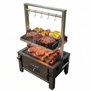 STARBBQ™ 24-Inch Santa Maria Charcoal Grill – Premium Adjustable Height System for Perfect Searing & Slow Cooking | STARBBQ-24CHBS-SMR-RSE-EXG
